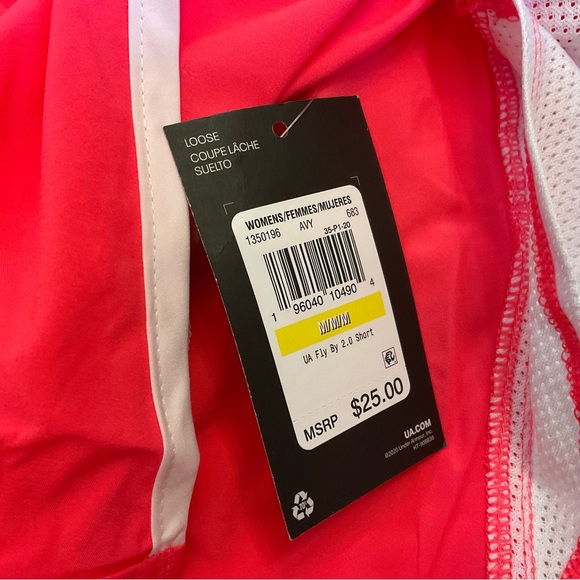 Under Armour UA Fly-By 2.0 Shorts - NWT - Medium - Pink Shock / White - Picture 10 of 10